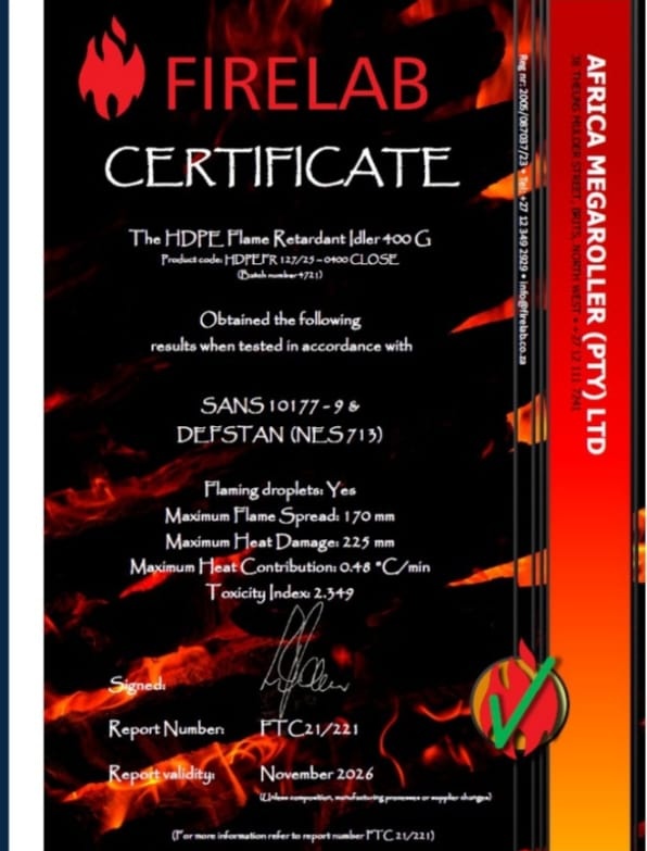 Firelab Certificate — HDPE Flame Retardant Idler 400 G